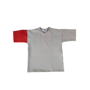 T-shirt mixte en coton bio : Beige & manche rouge